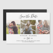 Minimalist 3 Photo Template Save the Date Magnetic Invitation (Front/Back)