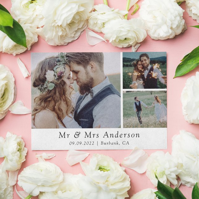 Minimalist 3 Photo Wedding Thank You Card (Creator Uploaded)
