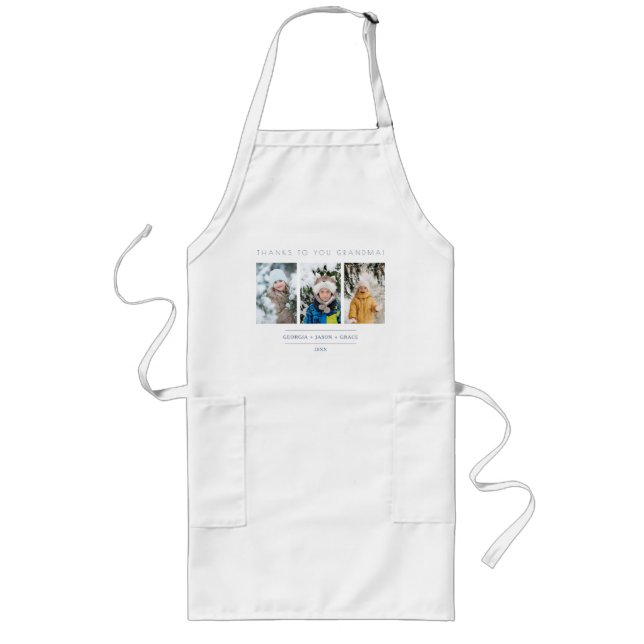 Minimalist 3 Photos Collage Keepsake for Family Long Apron (Front)