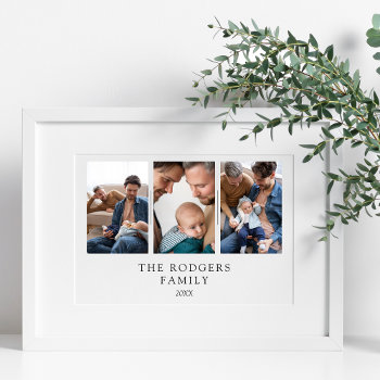 Minimalist 3 Photos Family Session Collage Poster by TheMonogramFactory at Zazzle