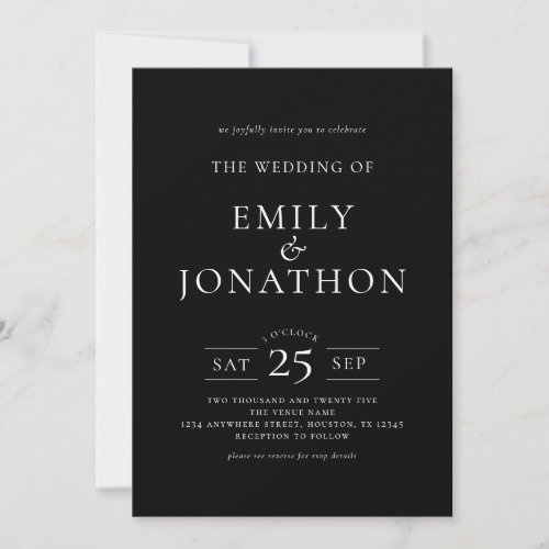 Minimalist 3 Photos QR Code White on Black Wedding Invitation