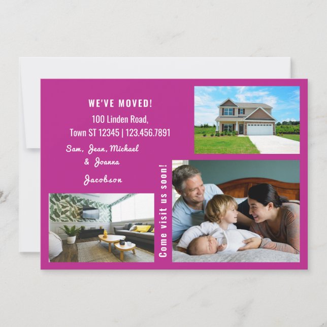 Minimalist 3 Photos We Moved Moving Announcement (Front)