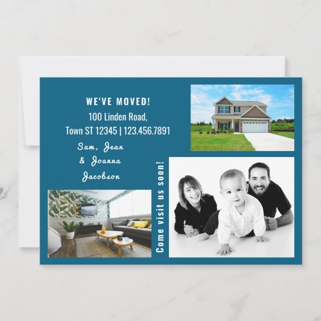 Minimalist 3 Photos We Moved Moving Announcement (Front)