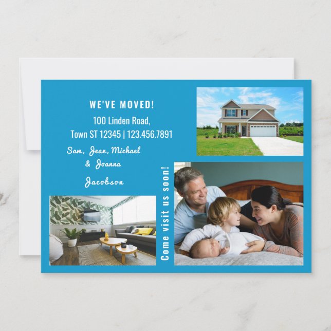 Minimalist 3 Photos We Moved Moving Announcement (Front)