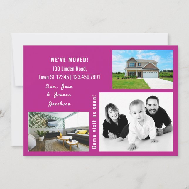 Minimalist 3 Photos We Moved Moving Announcement (Front)