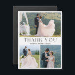 minimalist 3 photos wedding thank you magnet<br><div class="desc">elegant thank you minimalist three photos collage wedding magnet</div>