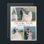 minimalist 3 photos wedding thank you magnet<br><div class="desc">elegant thank you minimalist three photos collage wedding magnet</div>