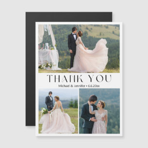 minimalist 3 photos wedding thank you magnet
