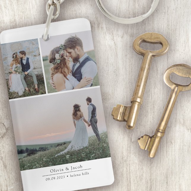 Minimalist 3 Pictures Wedding Photo Keepsake Keychain (Creator Uploaded)