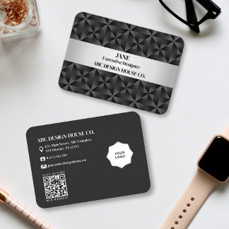 Minimalist 3D Gradient Black Diamond Geometric Business Card