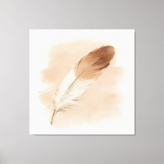 Minimalist 3D Oil Neutral Brown Paint Feather Canvas Print