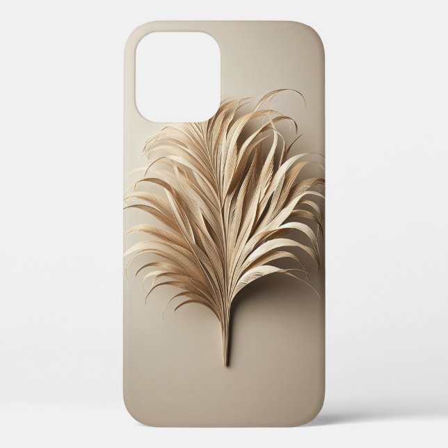 Minimalist 3D Palm Leaf Sculpture - Modern Boho Be Case-Mate iPhone Case (Back)