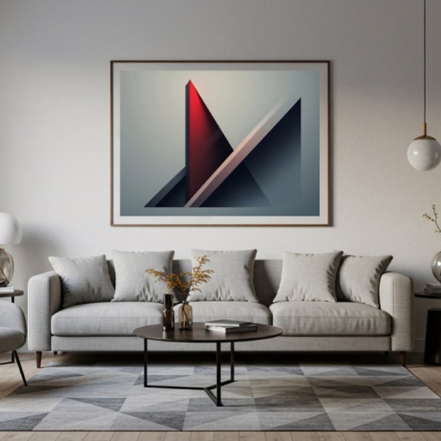 Minimalist 3D Red and Gray Geometric Abstract Poster (Creator Uploaded)