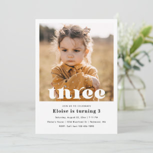 Minimalist 3rd Birthday Invitation   3rd Birthday