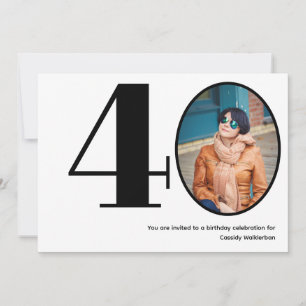 Minimalist 40 Photo 40th Birthday Invitation