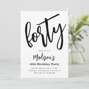 Minimalist 40th Birthday Invitations   40th