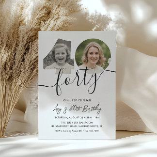 Minimalist 40th Birthday Photo Invitation