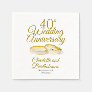 Minimalist 40th Wedding Anniversary Party Napkins