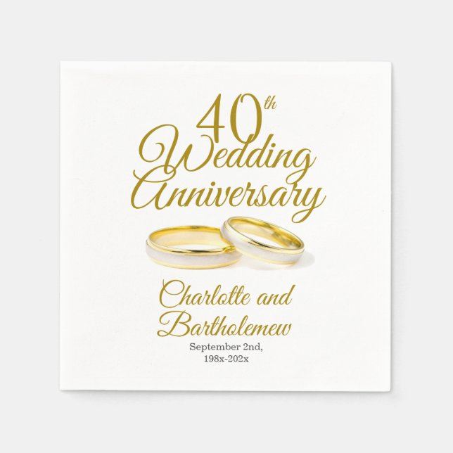 Minimalist 40th Wedding Anniversary Party Napkins (Front)