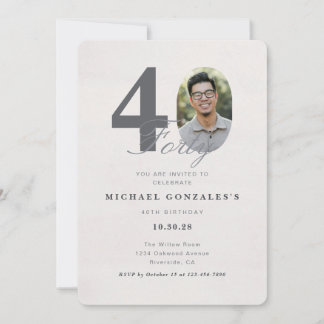 Minimalist 40th Year Birthday Invitation