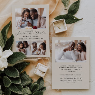 Minimalist 4-Photo Beige Save The Date