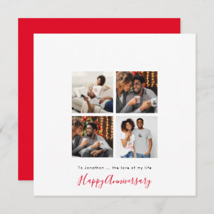 Minimalist 4 photo Collage Personalise Anniversary Card