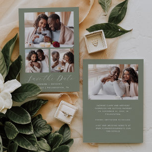 Minimalist 4-Photo Sage Green Save The Date