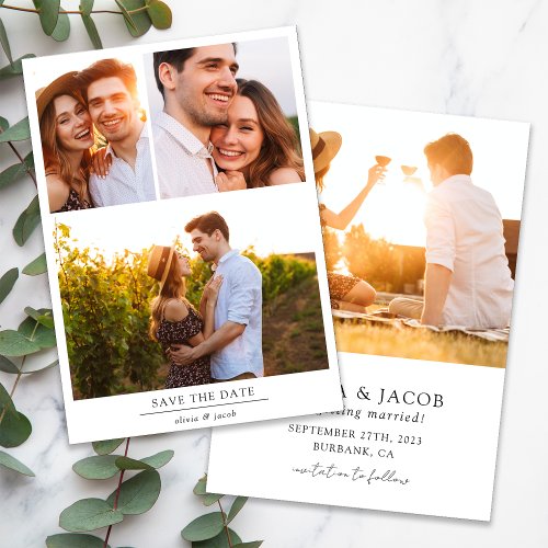 Minimalist 4 Photo Wedding  Save The Date