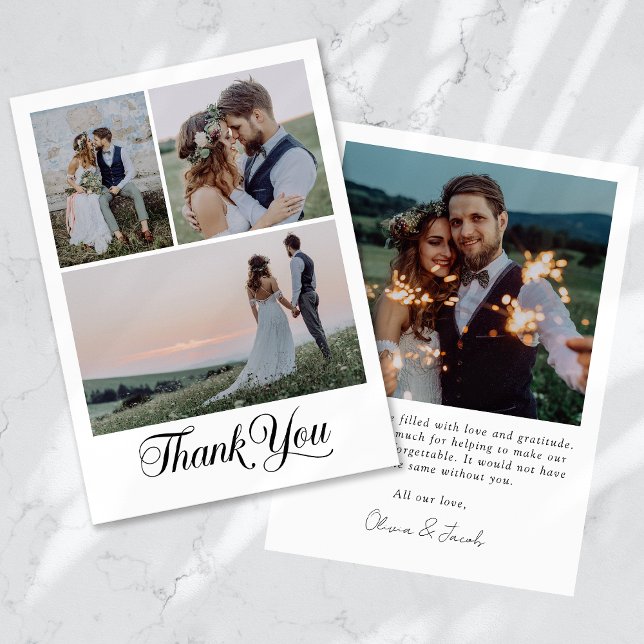 Minimalist 4 Photo Wedding Thank You Card (Creator Uploaded)