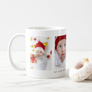 Minimalist 4 Photos Baby Name and Year Coffee Mug