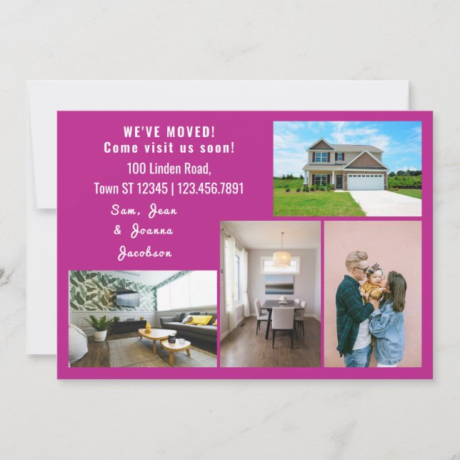 Minimalist 4 Photos We Moved Moving Announcement (Front)