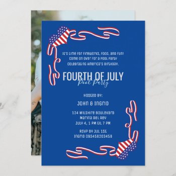 Minimalist 4th Of July Pool Party Invitation by thepapershoppe at Zazzle