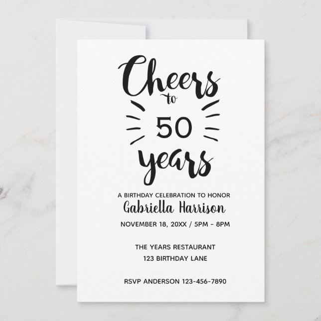 Minimalist 50th Birthday Invitation (Front)