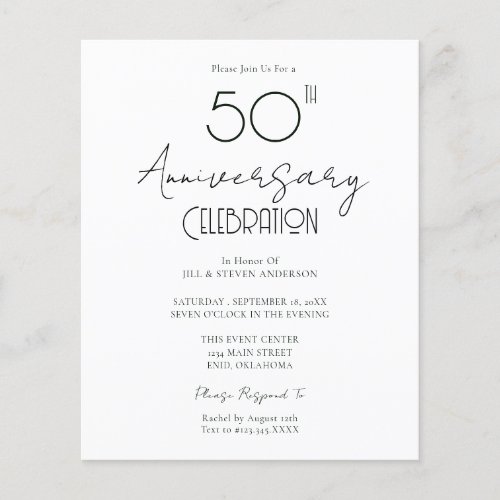Minimalist 50th Wedding Anniversary Invitations 