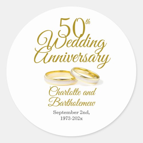 Minimalist 50th Wedding Anniversary Party Classic Round Sticker