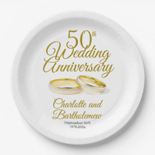 Minimalist 50th Wedding Anniversary Party Paper Plates
