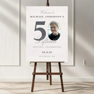 Minimalist 50th Year Birthday Party Sign