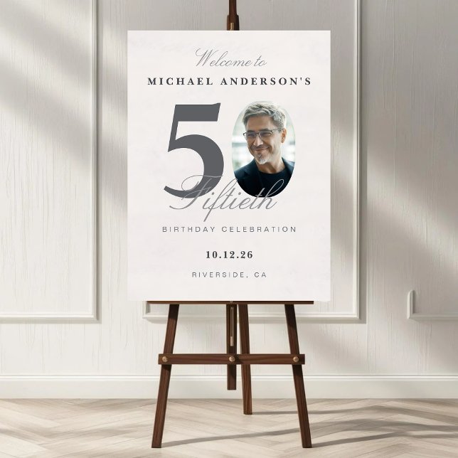 Minimalist 50th Year Birthday Party Sign (50th Birthday Party Sign)