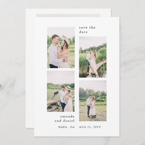 Minimalist 5 Custom Photo Wedding Save the Date Invitation