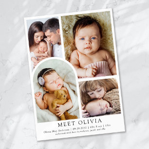 Minimalist 5 Photo Hello Baby Birth Announcement