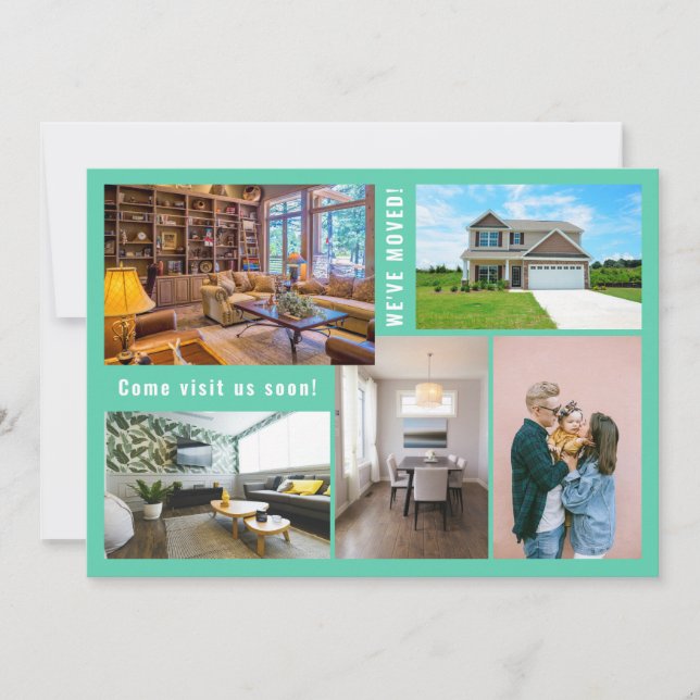 Minimalist 5 Photos We Have Moved Announcement (Front)