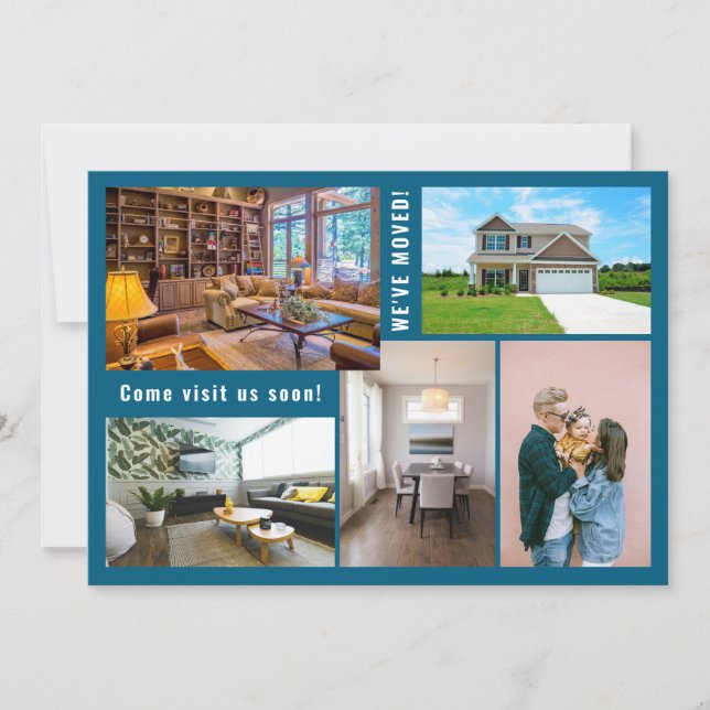 Minimalist 5 Photos We Have Moved Announcement (Front)