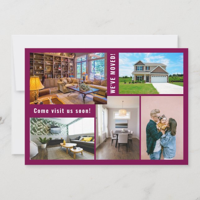 Minimalist 5 Photos We Have Moved Announcement (Front)