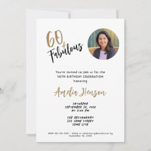 Minimalist 60 and Fabulous Photo 60th Birthday Invitation