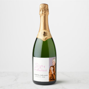 Minimalist 60 & Fabulous 60th Birthday Party Sparkling Wine Label