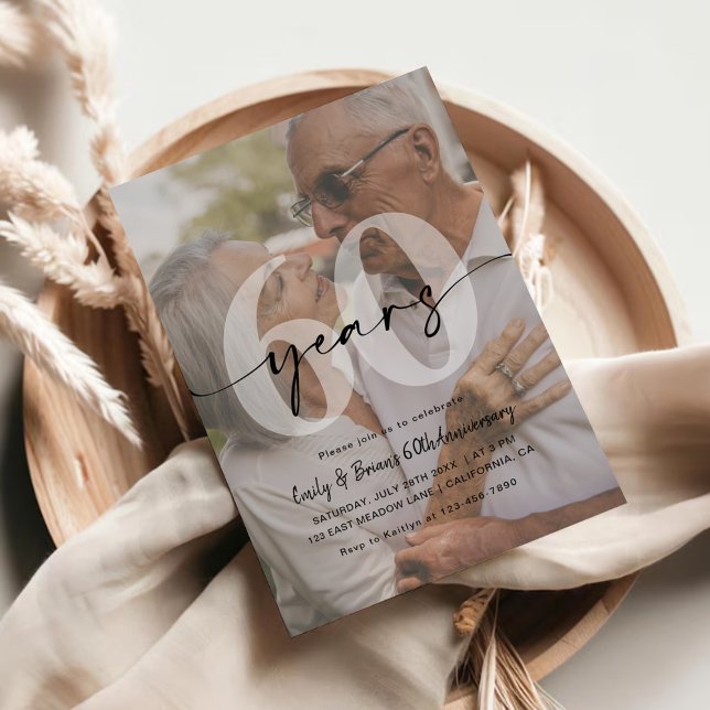 Minimalist 60th Wedding Anniversary Photo Invitation (Creator Uploaded)