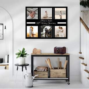 Minimalist 6 Photo 10th Wedding Anniversary Canvas Print