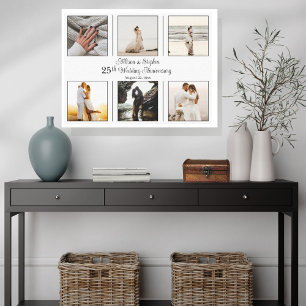 Minimalist 6 Photo 25th Wedding Anniversary Canvas Print