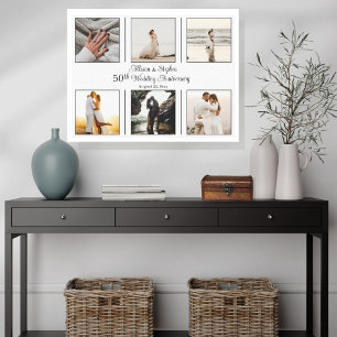 Minimalist 6 Photo 50th Wedding Anniversary Canvas