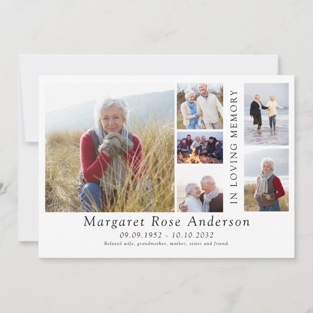 Minimalist 6 Photo Bereavement Funeral Thank You Invitation (Front)